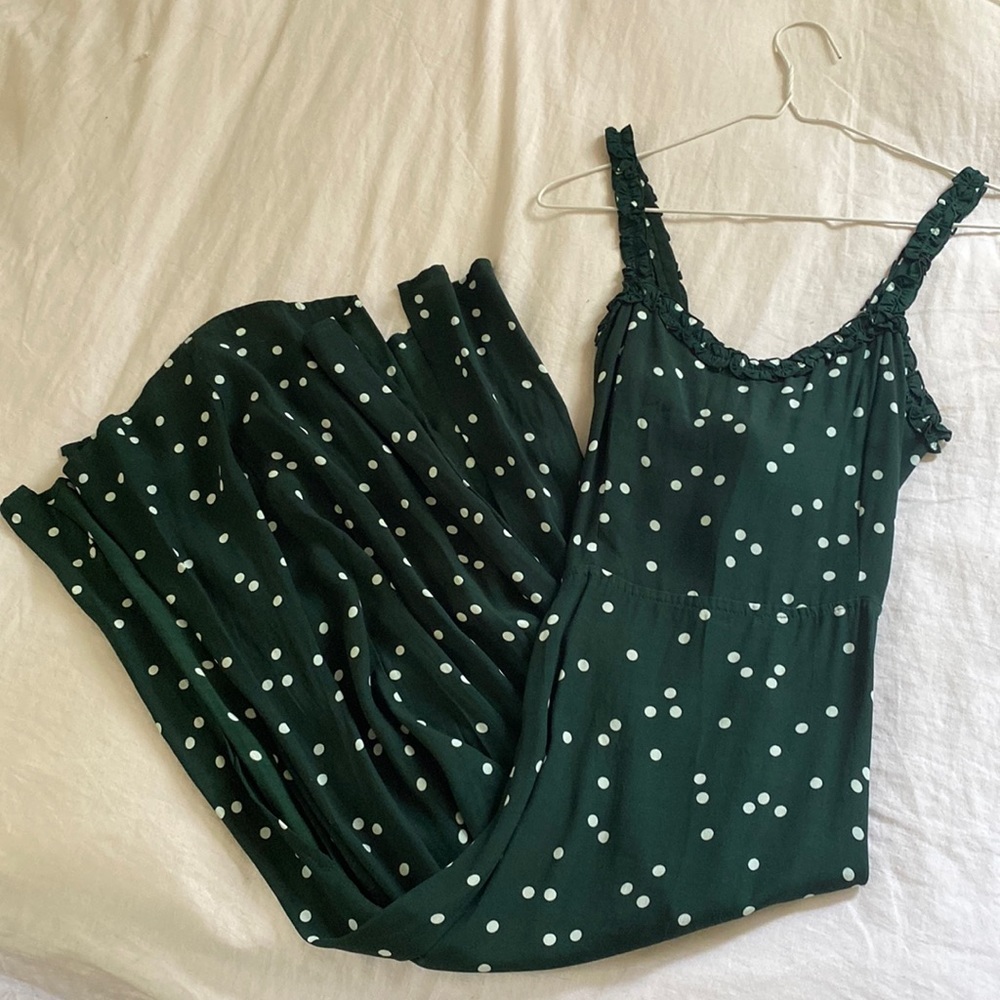 Faithfull Midi Dress - Dark Green with Polka Dots